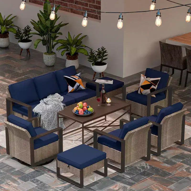 Conjunto de conversación para patio exterior UPTIOT de 8 piezas