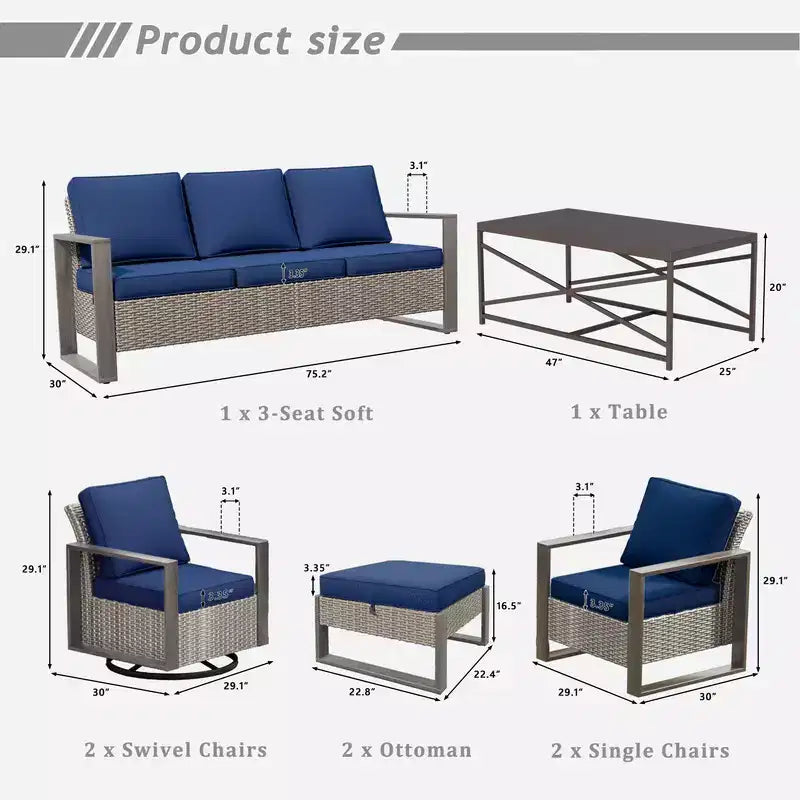 Conjunto de conversación para patio exterior UPTIOT de 8 piezas