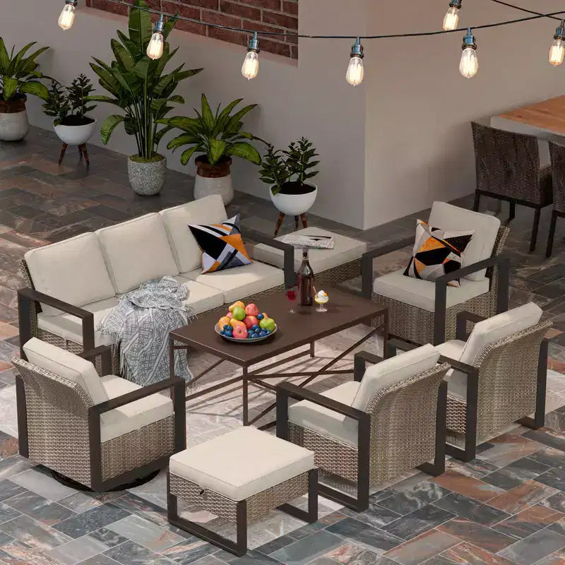 Conjunto de conversación para patio exterior UPTIOT de 8 piezas