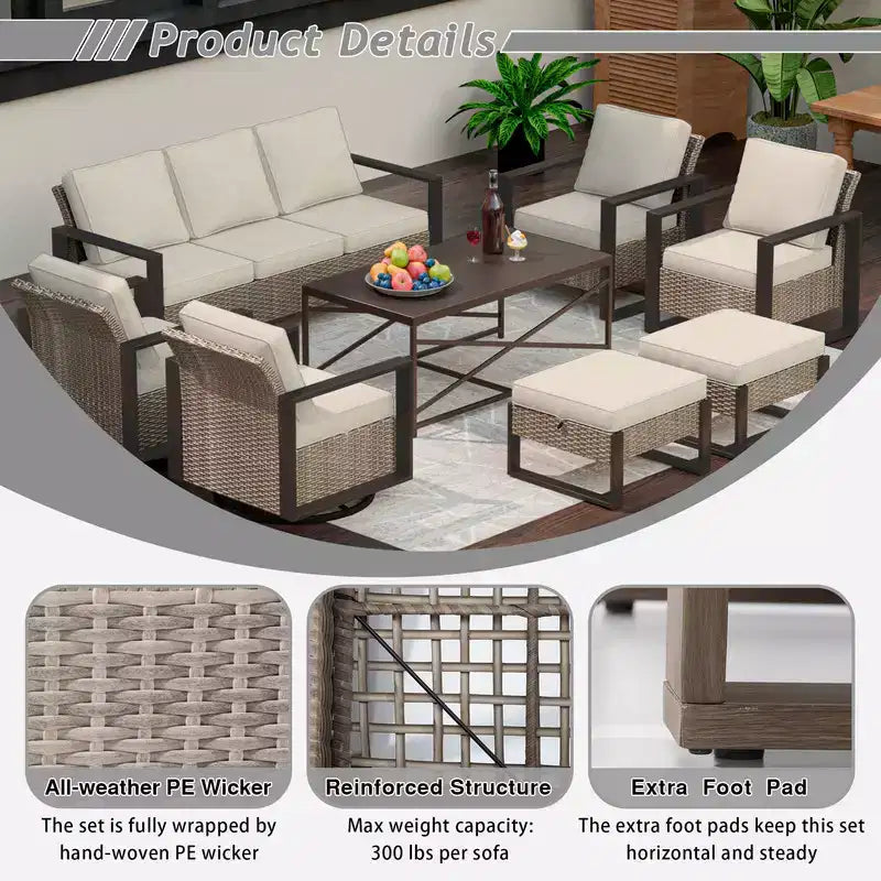 Conjunto de conversación para patio exterior UPTIOT de 8 piezas