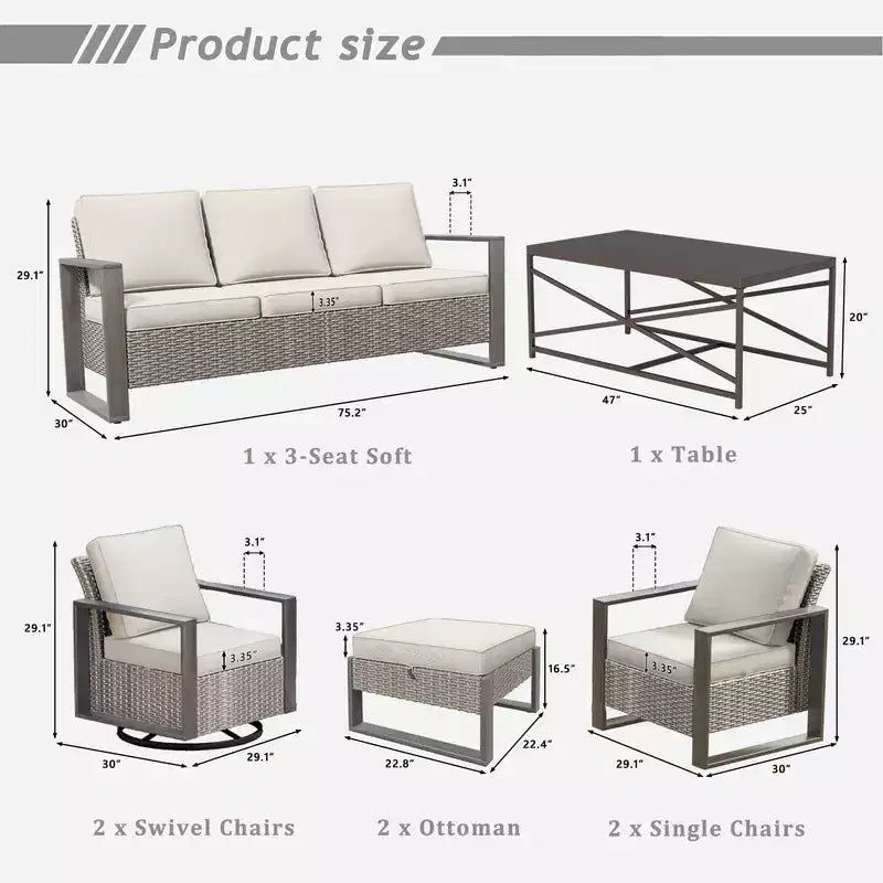 Conjunto de conversación para patio exterior UPTIOT de 8 piezas
