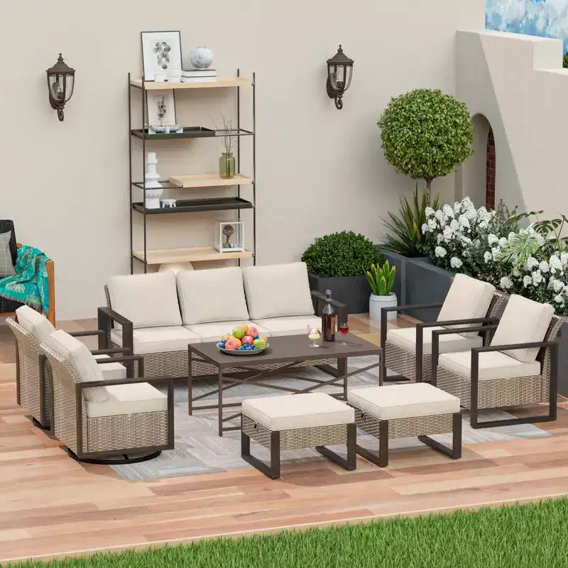 UPTIOT 8-Piece Outdoor Patio Conversation Set