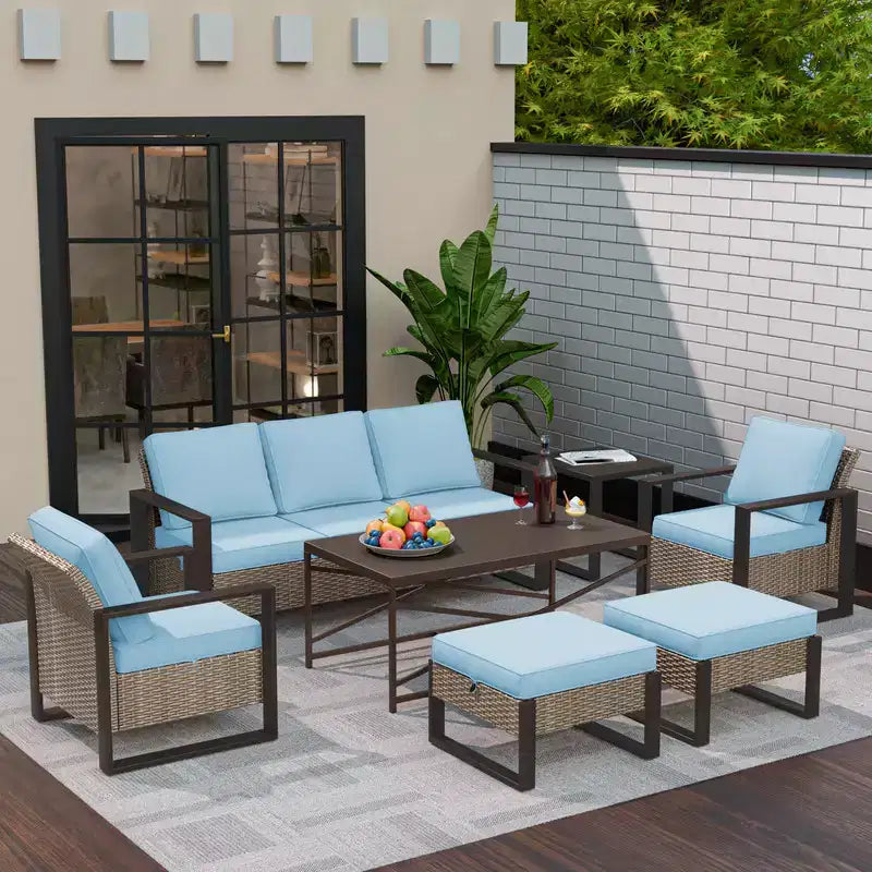 UPTIOT Conjunto de conversación para patio exterior de 7 piezas