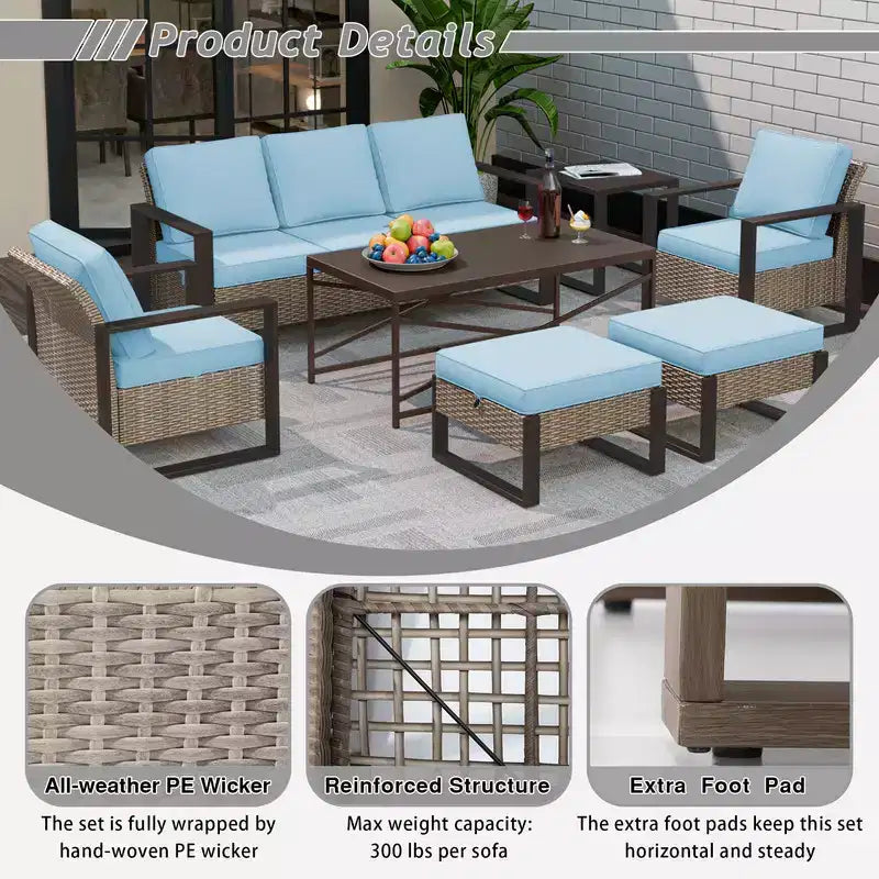 UPTIOT Conjunto de conversación para patio exterior de 7 piezas
