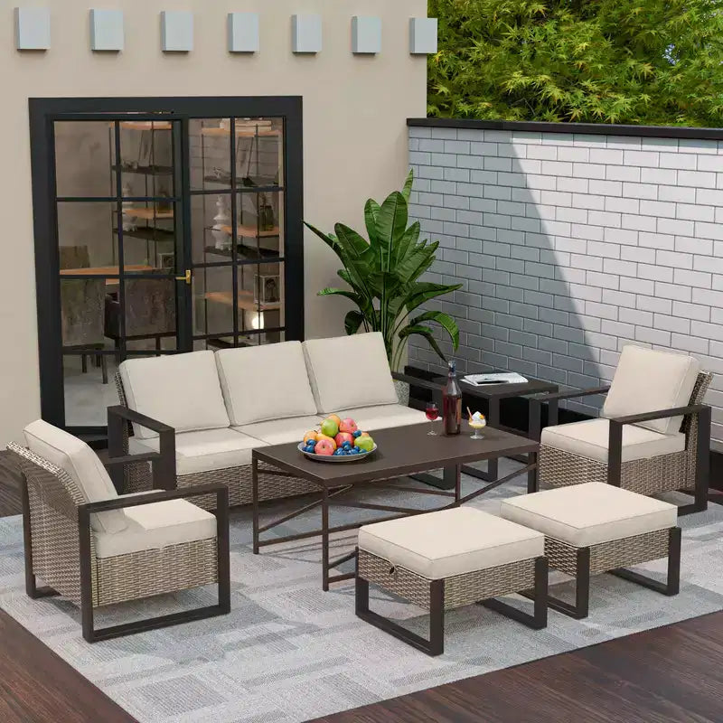 UPTIOT Conjunto de conversación para patio exterior de 7 piezas