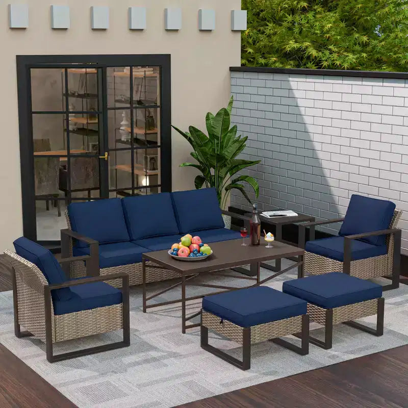 UPTIOT Conjunto de conversación para patio exterior de 7 piezas