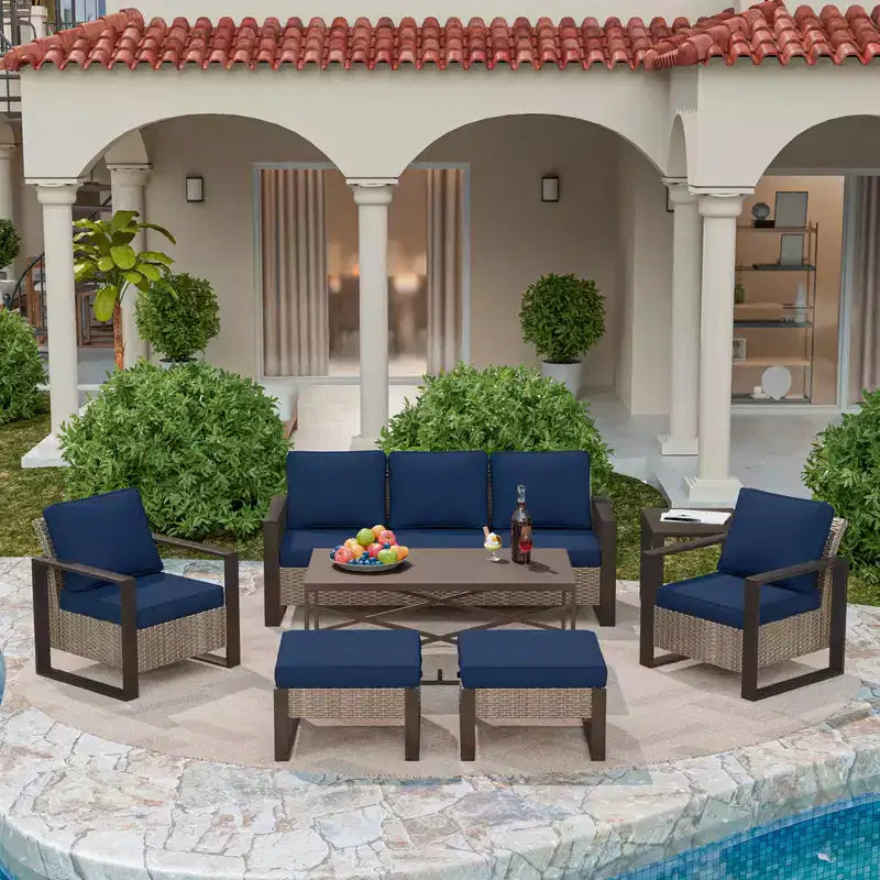 UPTIOT Conjunto de conversación para patio exterior de 7 piezas