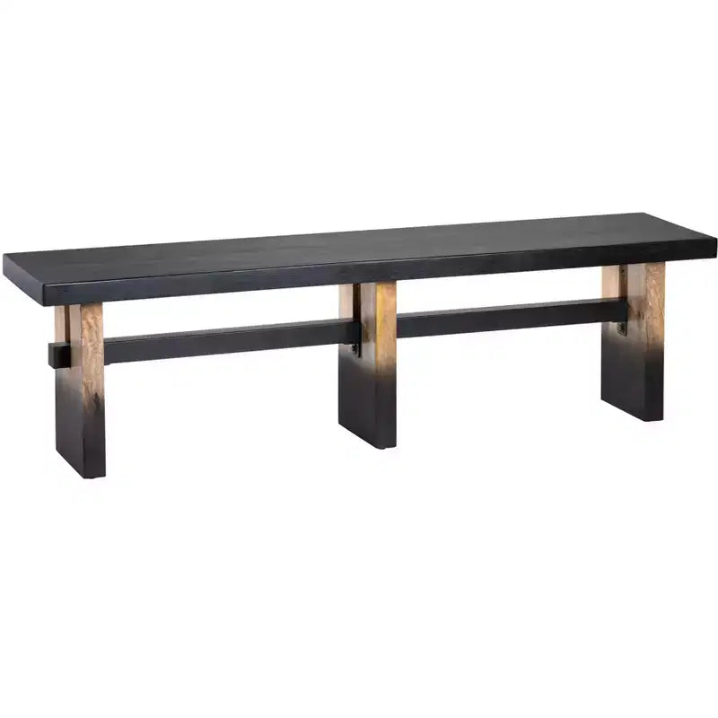 Crestview Collection 65 in. Black Accent Bench with Black Solid Wood Frame