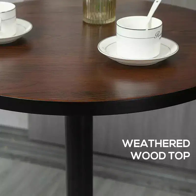 41 H Bar Height Round Bar Table, Rustic Industrial Pub Table