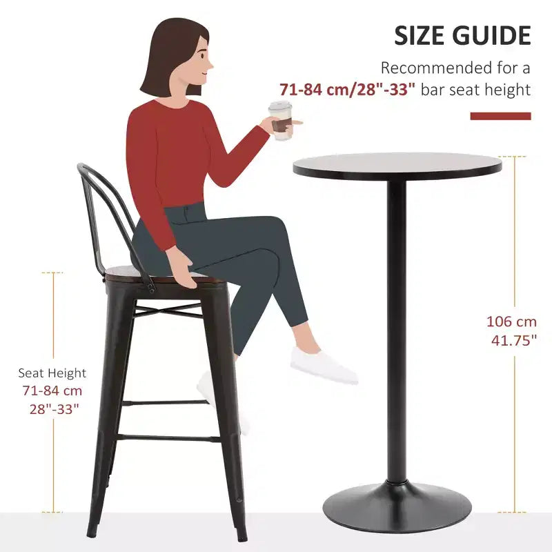 41 H Bar Height Round Bar Table, Rustic Industrial Pub Table