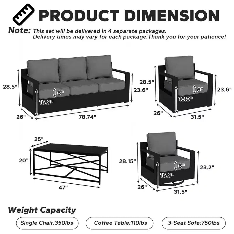 Conjunto de conversación para patio exterior UPTIOT de 6 piezas