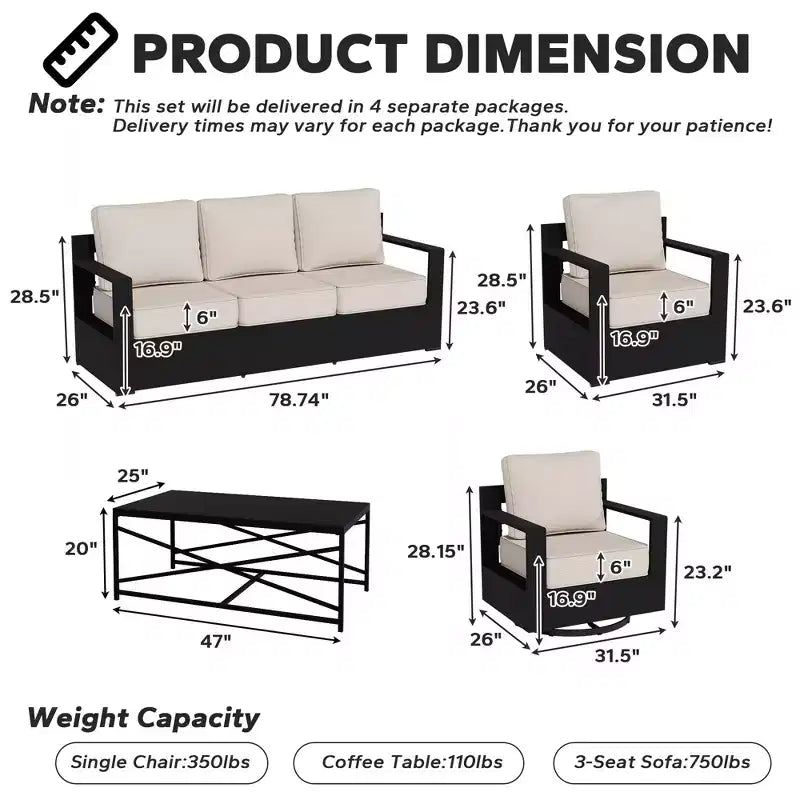 Conjunto de conversación para patio exterior UPTIOT de 6 piezas