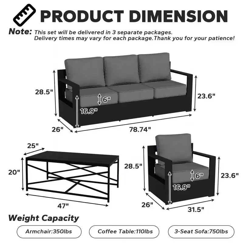 Conjunto de conversación para patio exterior UPTIOT de 4 piezas