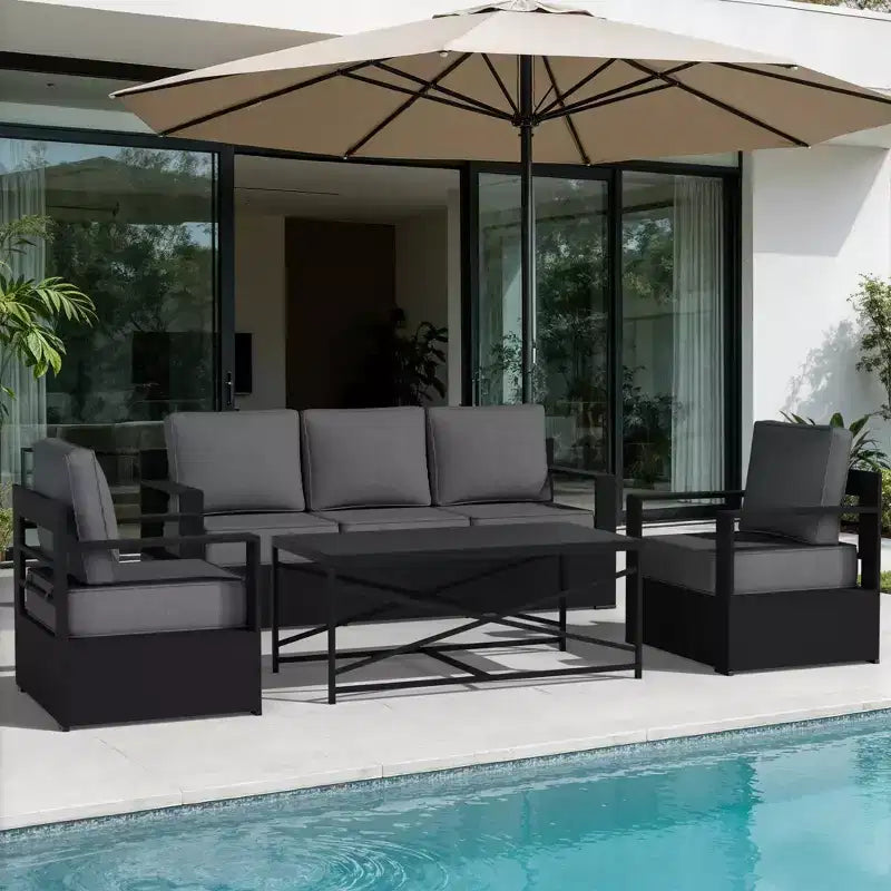 Conjunto de conversación para patio exterior UPTIOT de 4 piezas