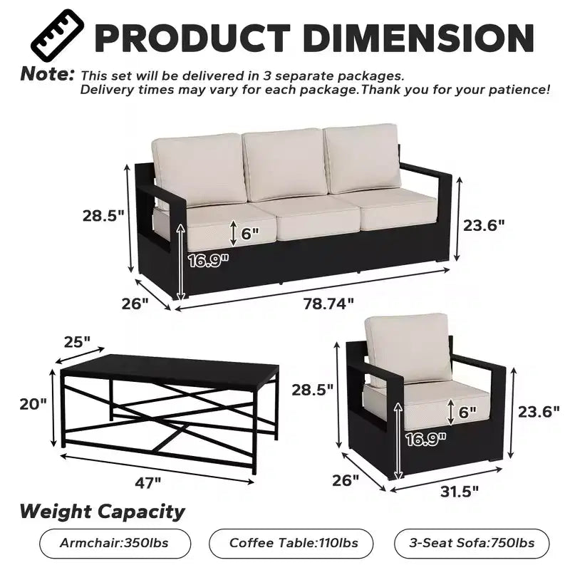 Conjunto de conversación para patio exterior UPTIOT de 4 piezas