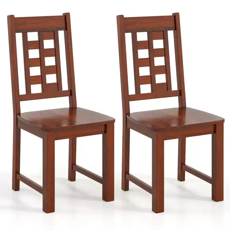 Dining Chairs Set of 4 with Solid Rubberwood Frame and Hollowed Backrest