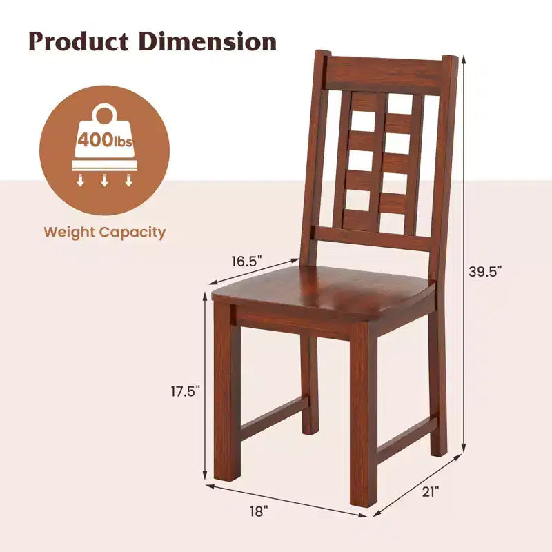 Dining Chairs Set of 4 with Solid Rubberwood Frame and Hollowed Backrest