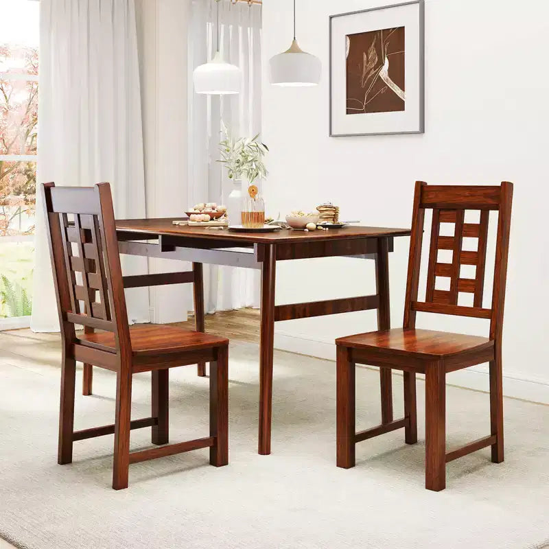 Dining Chairs Set of 4 with Solid Rubberwood Frame and Hollowed Backrest
