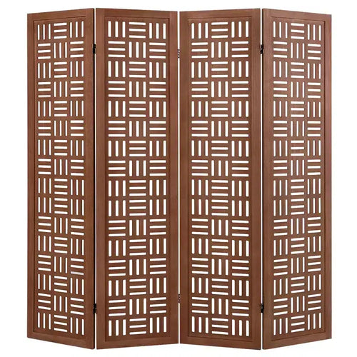 Costway 4-Panel Room Divider w/ Double Action Metal Hinges Solid Wood Frame for Bedroom