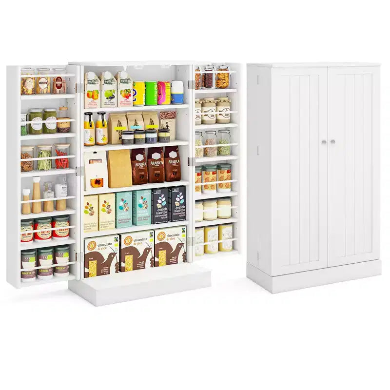 Costway 41 Tall Pantry Cabinet Kitchen Storage Cabinet w/ Doors & Adjustable Shelves