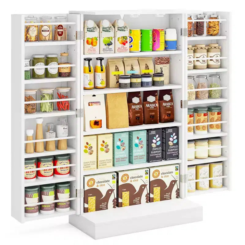 41" Tall Pantry Cabinet Kitchen Storage with Doors and Adjustable Shelves