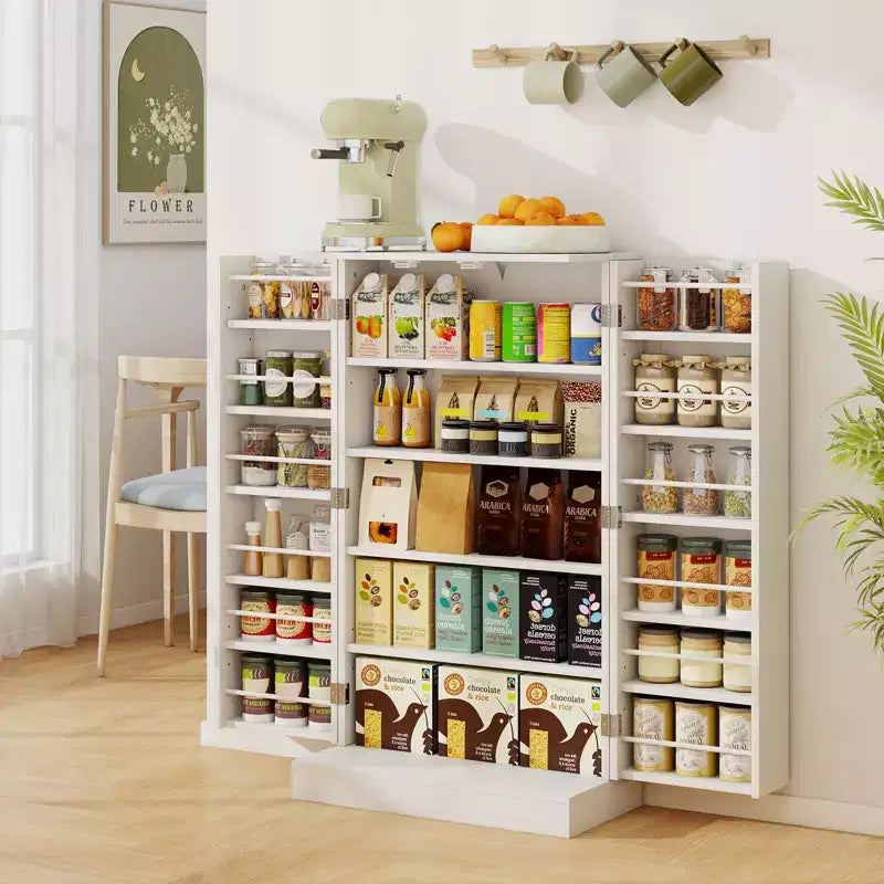 41" Tall Pantry Cabinet Kitchen Storage with Doors and Adjustable Shelves