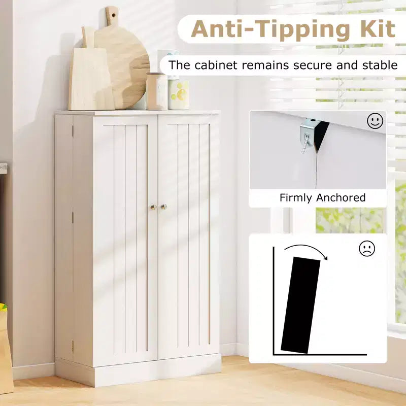 41" Tall Pantry Cabinet Kitchen Storage with Doors and Adjustable Shelves