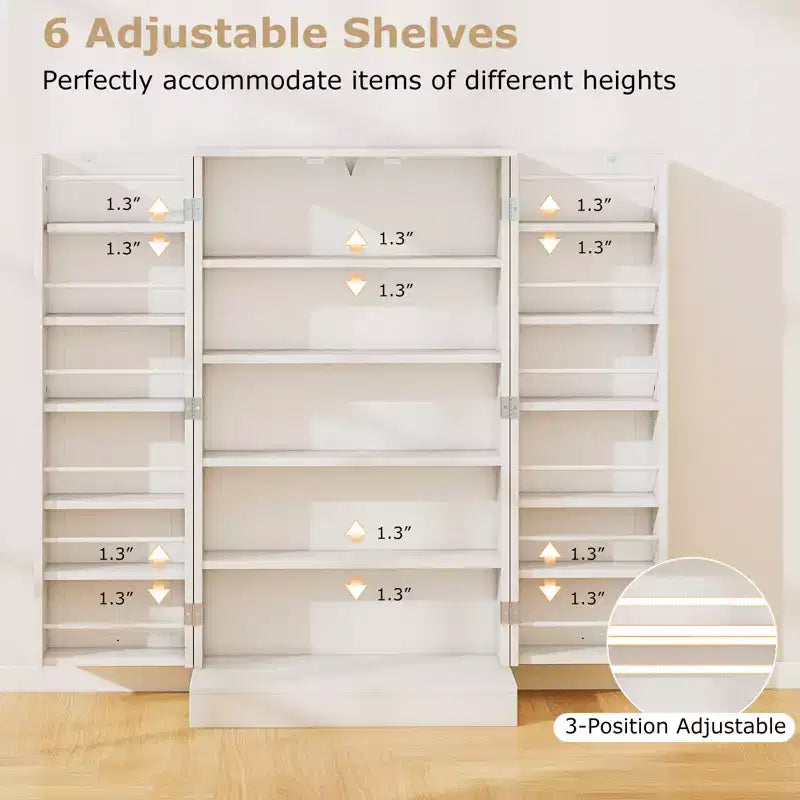 41" Tall Pantry Cabinet Kitchen Storage with Doors and Adjustable Shelves