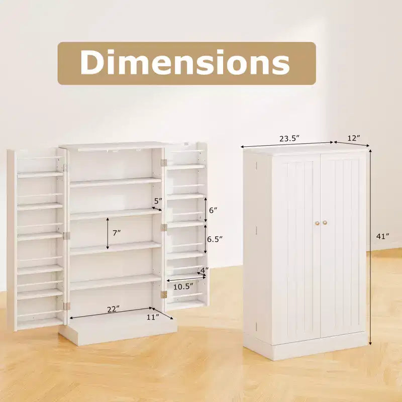 41" Tall Pantry Cabinet Kitchen Storage with Doors and Adjustable Shelves