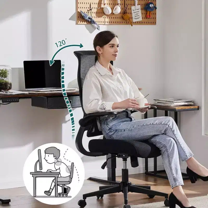 Ergonomic High-Back Mesh Office Chair with Flip-Up Armrests, 120° Recline, 275 LB Capacity