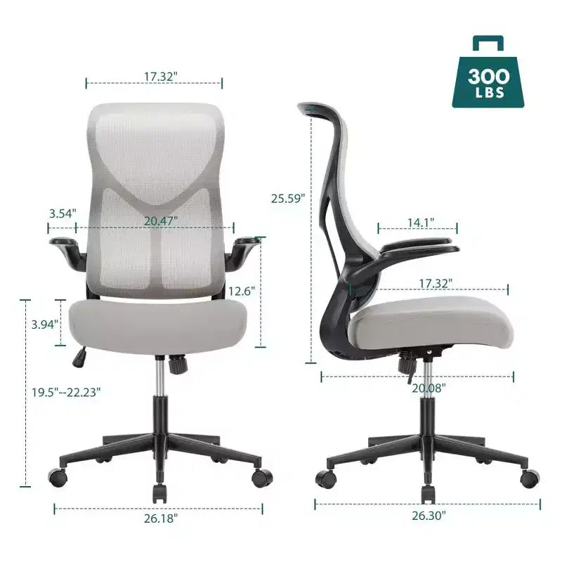 Ergonomic High-Back Mesh Office Chair with Flip-Up Armrests, 120° Recline, 275 LB Capacity
