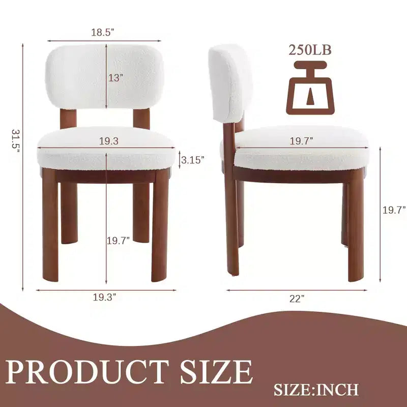 Modern Rubberwood and Fabric Upholstered Dining Chairs, Set of 2
