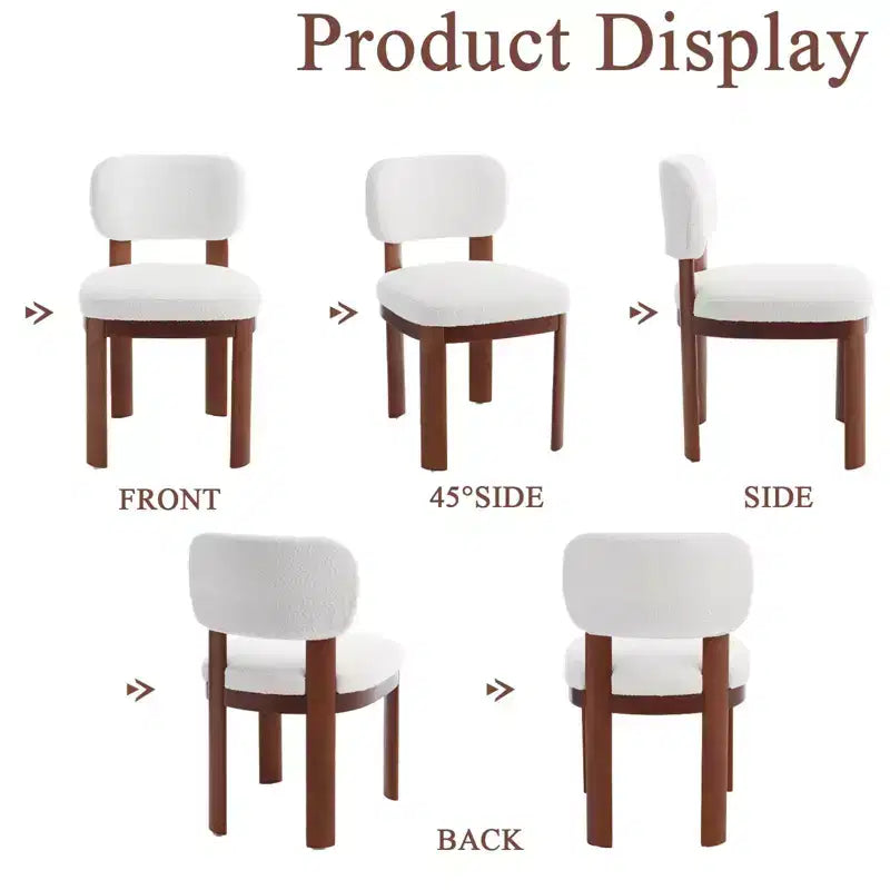Modern Rubberwood and Fabric Upholstered Dining Chairs, Set of 2