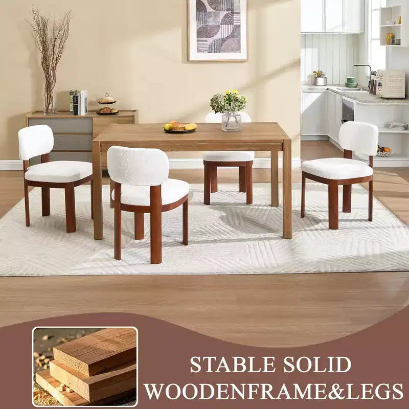 Modern Rubberwood and Fabric Upholstered Dining Chairs, Set of 2
