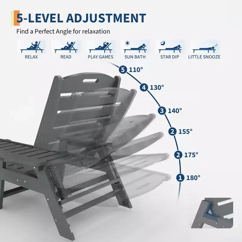 Übergroßer, verstellbarer Lounge-Sessel für die Terrasse mit Rollen und Getränkehalter