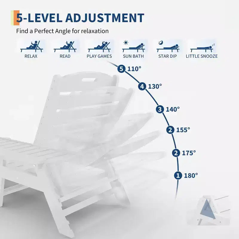 Übergroßer, verstellbarer Lounge-Sessel für die Terrasse mit Rollen und Getränkehalter