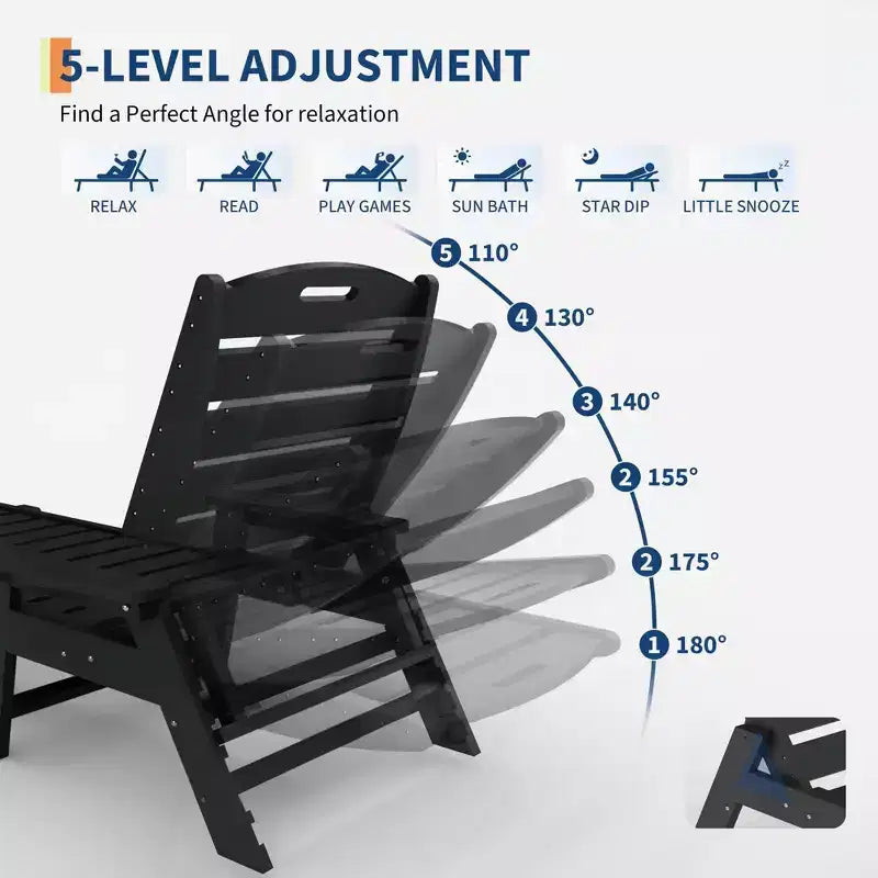 Übergroßer, verstellbarer Lounge-Sessel für die Terrasse mit Rollen und Getränkehalter