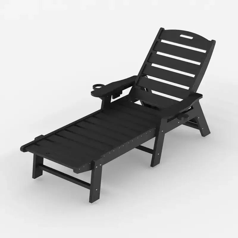 COZONY Oversized Adjustable Patio Lounge Chair with Wheels and Cup Holder, Outdoor Chaise for Poolside and Deck