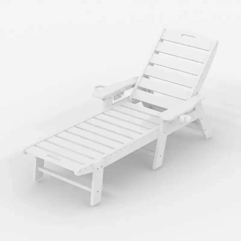 Oversized Adjustable Patio Lounge Chair with Wheels and Cup Holder