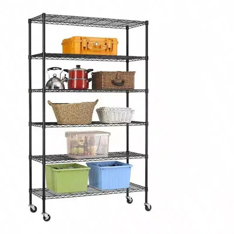 48 inch L18 inch W82 inch H Wire Shelving Unit Storage Cart Metal Shelf Rolling Utility Cart 2100Lbs Capacity with 6 Tier