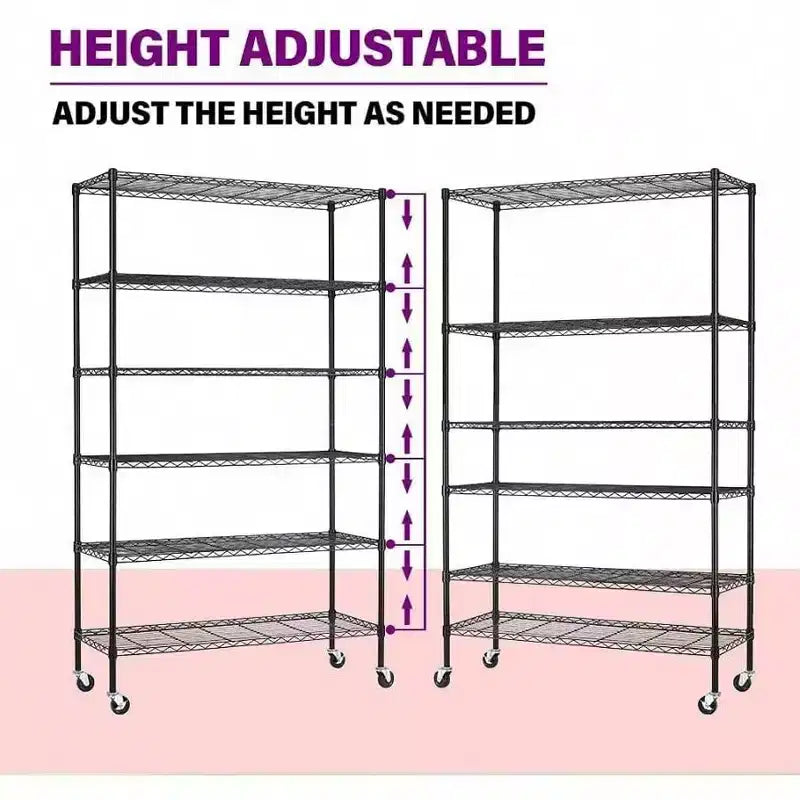 48 inch L18 inch W82 inch H Wire Shelving Unit Storage Cart Metal Shelf Rolling Utility Cart 2100Lbs Capacity with 6 Tier