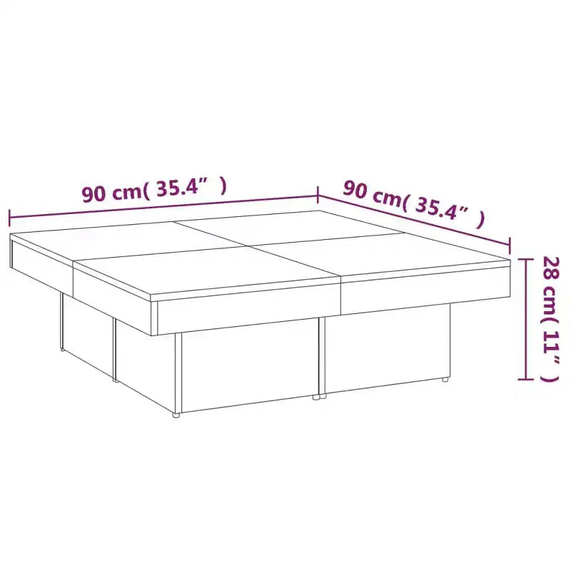 Large Modern Square Coffee Table, Engineered Wood