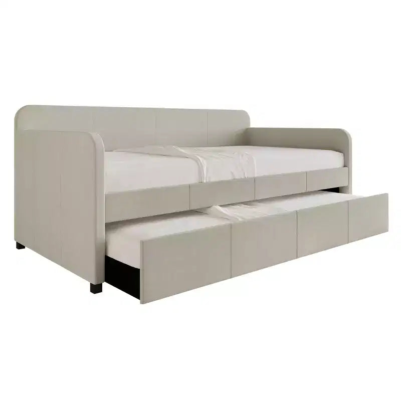 Twin Size Daybed in Linen with Trundle