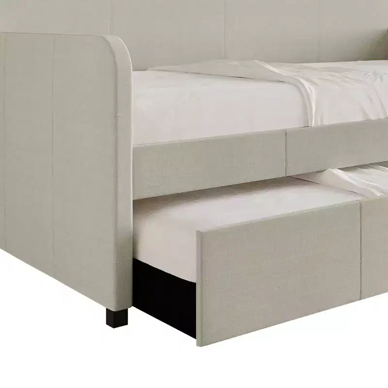 Twin Size Daybed in Linen with Trundle