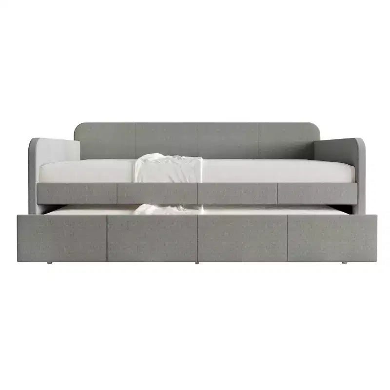 Twin Size Daybed in Linen with Trundle