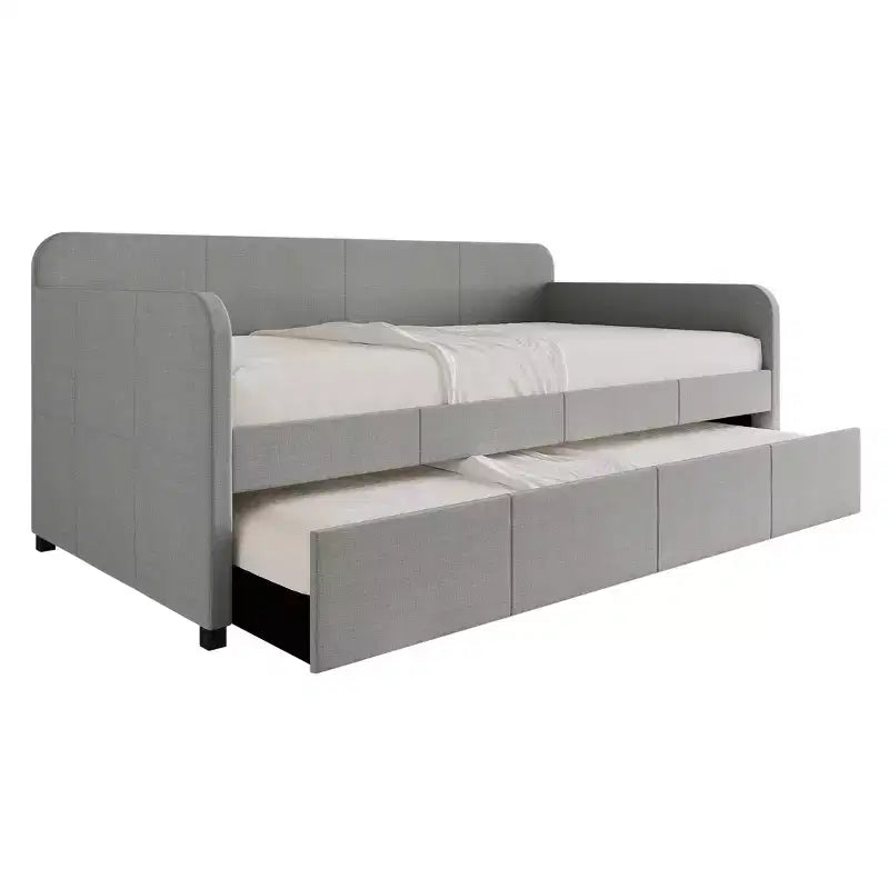 Twin Size Daybed in Linen with Trundle