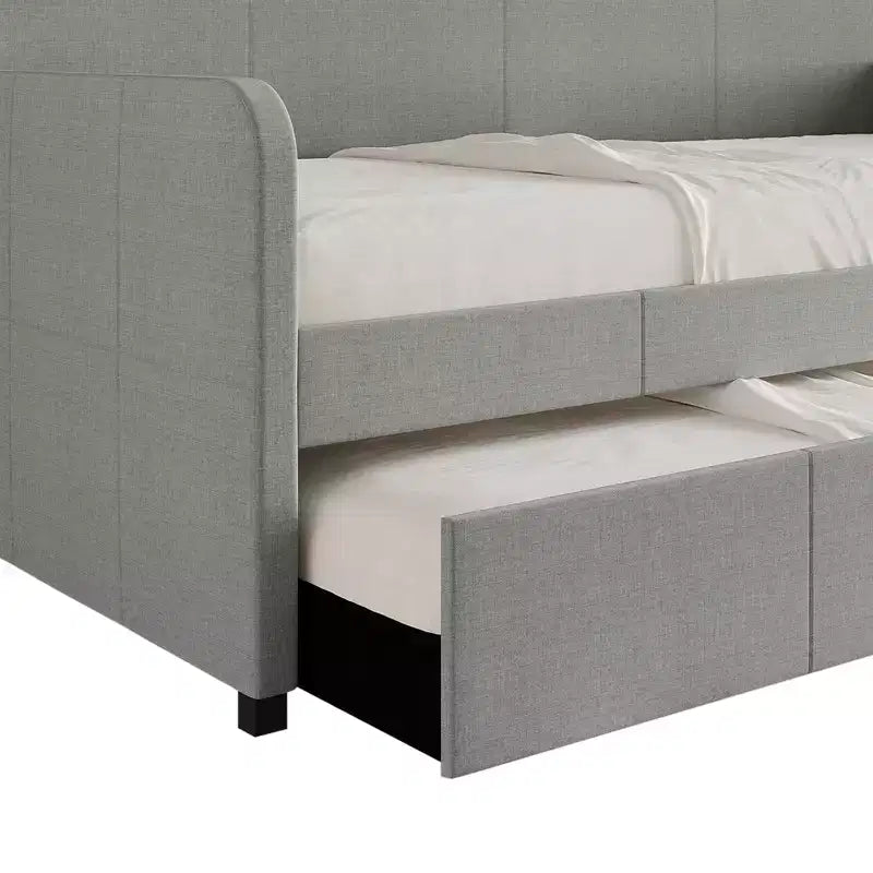 Twin Size Daybed in Linen with Trundle