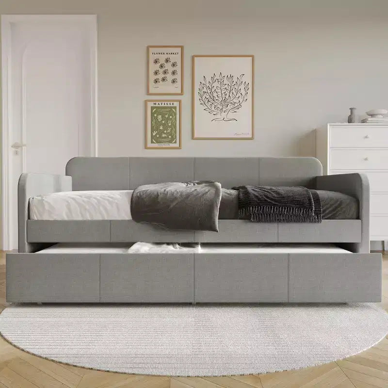ChaletPosh Twin Size Daybed in Linen with Trundle