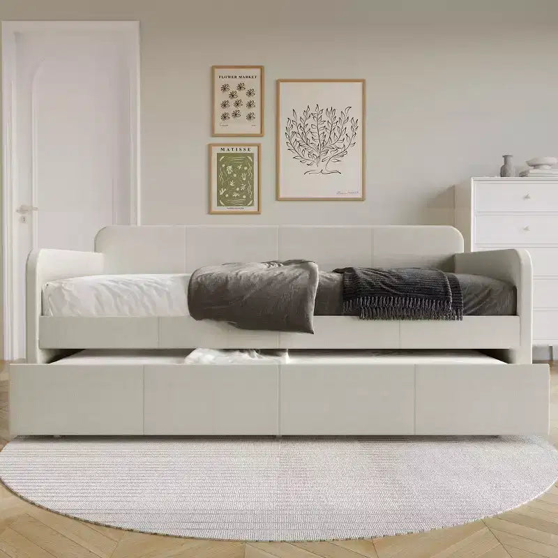Twin Size Daybed in Linen with Trundle