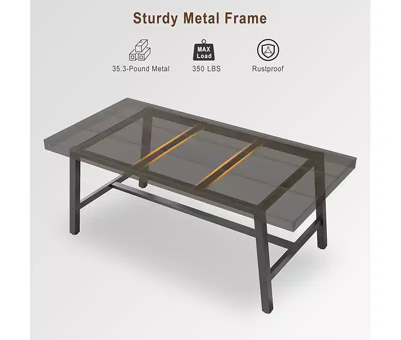 Industrial Dining Table for 6-8 People, Large Wooden Kitchen Table with Sturdy Metal Frame, Long Rectangular Dining Table Seats 6